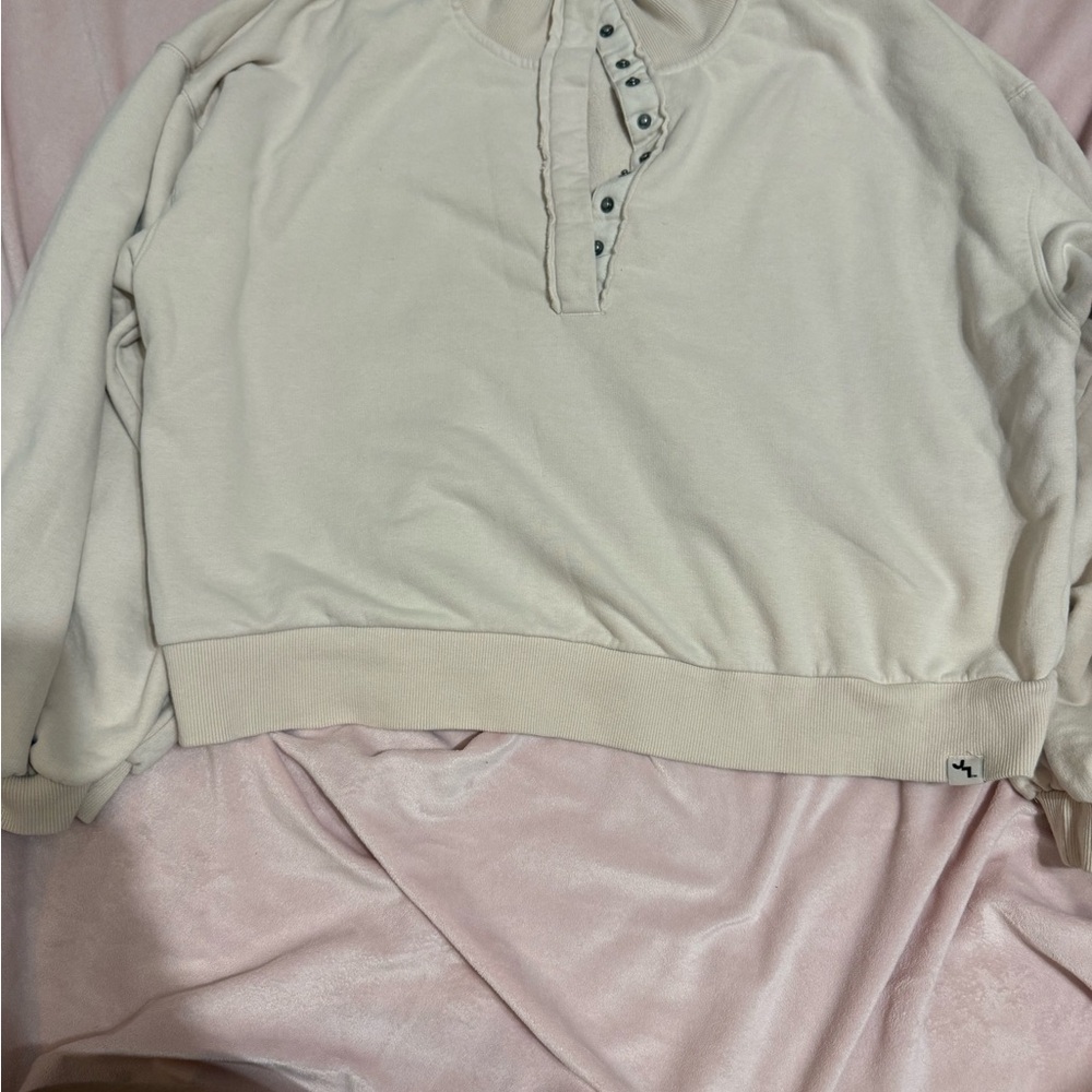 JoyLab Cream Henley Pullover Sweater